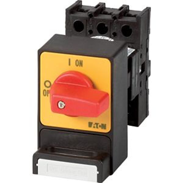Panic switches, P1, 32 A, flush mounting, 3 pole, with red thumb grip and yellow front plate, Padlocking feature SVC image 2