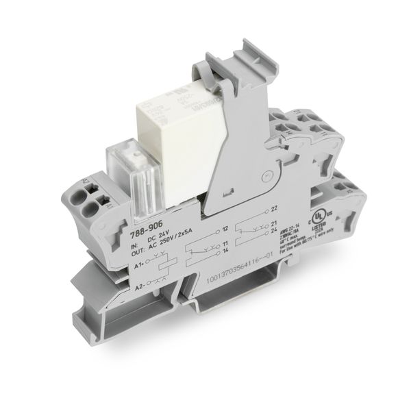 Relay module with driven contacts Nominal input voltage: 24 VDC 2 chan image 1