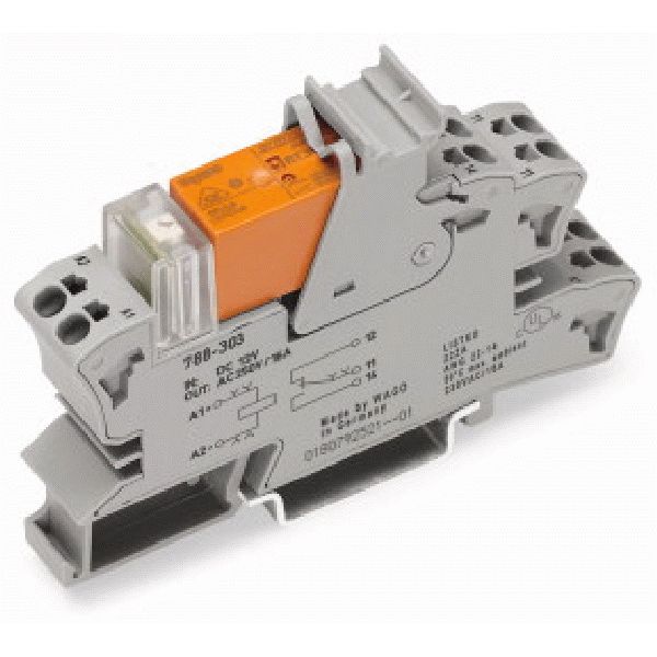 Relay module Nominal input voltage: 230 VAC 2 changeover contacts gray image 3