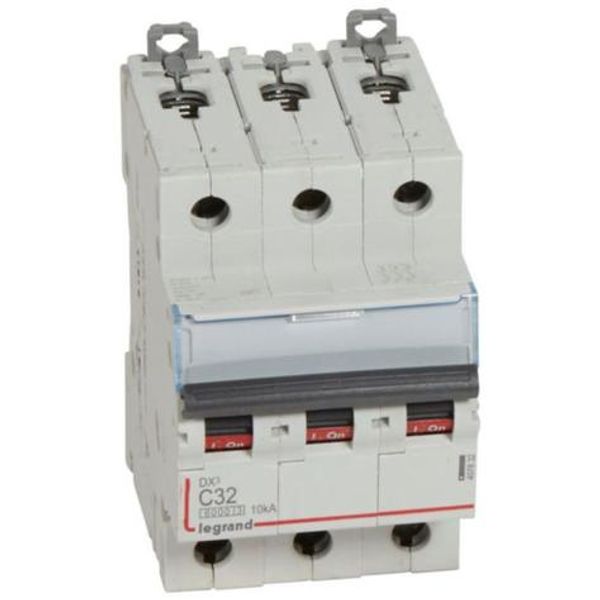 DX³6000 10kA high inlet and low outlet screw circuit breaker 3P 400V~ - 32A - curve C - for traditional HX³ comb image 1