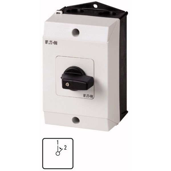 Changeover switches, T0, 20 A, surface mounting, 3 contact unit(s), Contacts: 6, 45 °, momentary, Without 0 (Off) position, With spring-return to 1, 1 image 1
