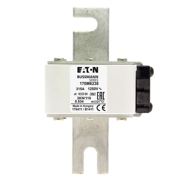 Fuse-link, high speed, 315 A, AC 1250 V, size 3, 76 x 92 x 139 mm, aR, DIN, IEC, single indicator image 2