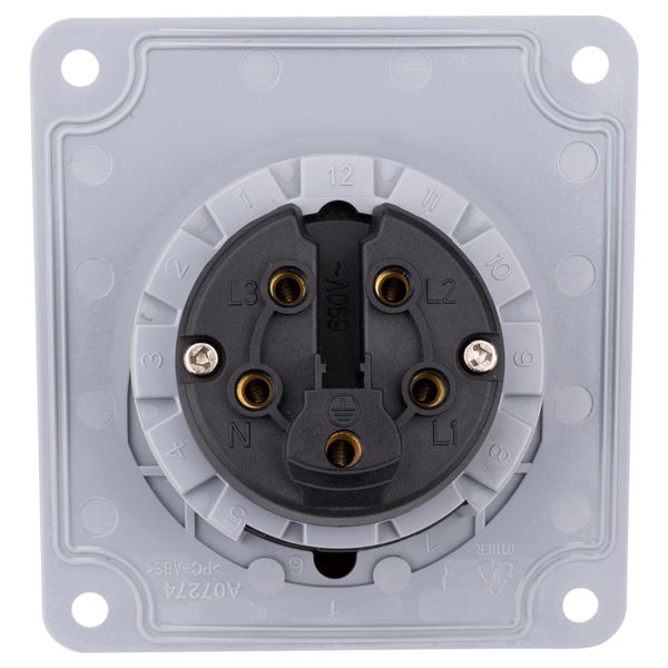 CEE-Panel mounting socket,5-pole, 16A, 400V, IP44, Angle 15ø image 2