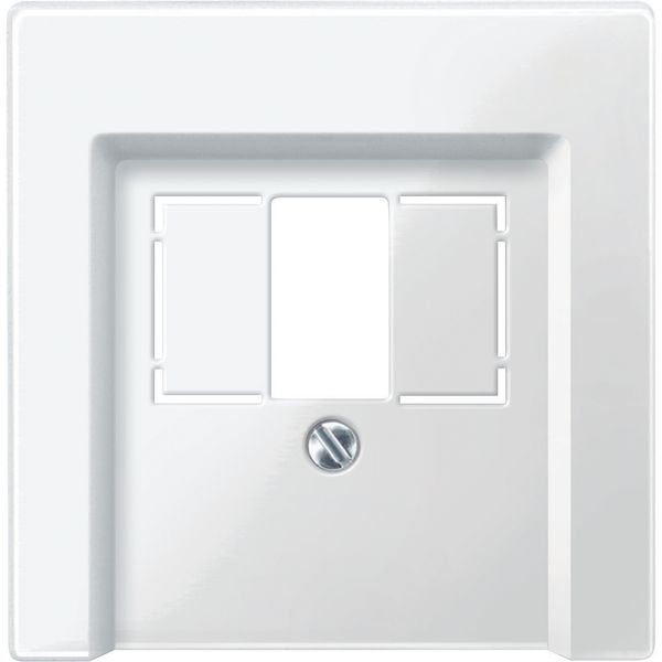 Central plate with square opening, polar white, glossy, System M image 1