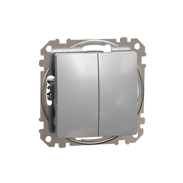Sedna Design & Elements, double 1-way Push-Button 10A, aluminium image 5