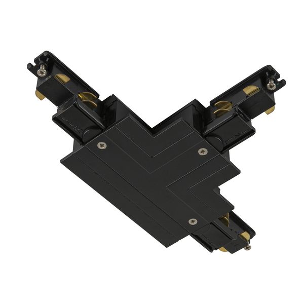 T-connector, for S-TRACK 3-phase mounting track, earth electrode outside left, black, DALI image 1