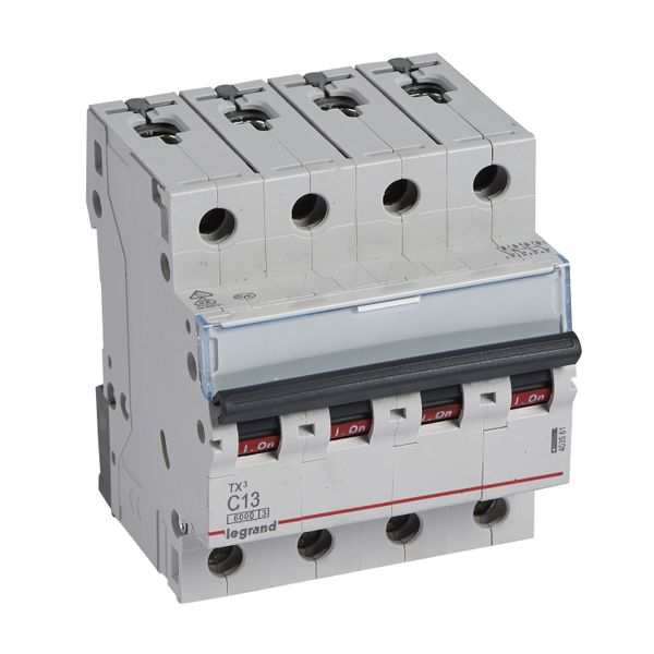 MCB TX³ 6000 - 4P - 400 V~ - 13 A - C curve - prong/fork type supply busbars image 1
