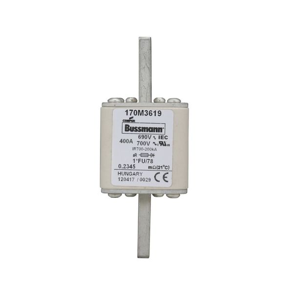 Fuse-link, high speed, 400 A, AC 690 V, compact size 1, 45 x 45 x 110 mm, aR, IEC, UL image 5