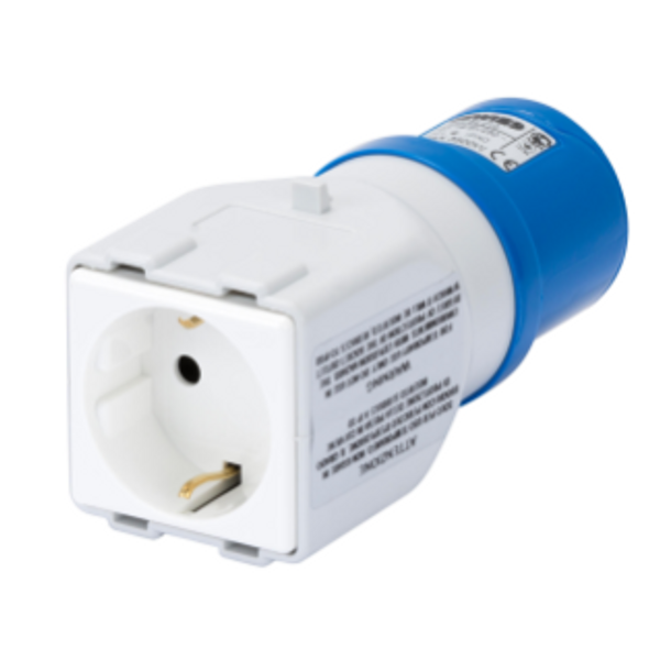 SYSTEM ADAPTOR - FROM INDUSTRIAL TO DOMESTIC IP44 - SOCKET-OUTLET 2P+E 16A 230V ac 50/60HZ - 1 PLUG 2P+E 10/16A GERMAN STD. image 1