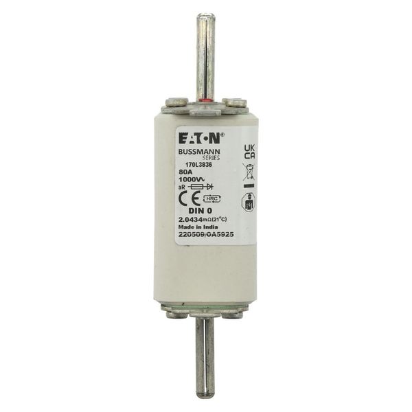 Fuse-link, high speed, 80 A, AC 1000 V, DIN 0, 35 x 60 x 125 mm, aR, DIN, IEC, single indicator image 5