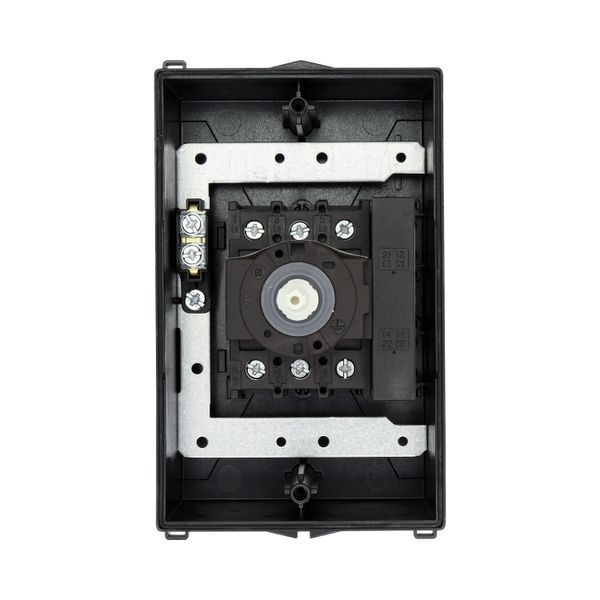 Main switch, P1, 25 A, surface mounting, 3 pole, 1 N/O, 1 N/C, STOP function, With black rotary handle and locking ring, Lockable in the 0 (Off) posit image 47