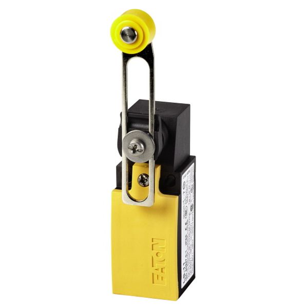 Position switch, Adjustable roller lever, Complete unit, 1 N/O, 1 NC, Snap-action contact - Yes, Screw terminal, Yellow, Insulated material, -25 - +70 image 1