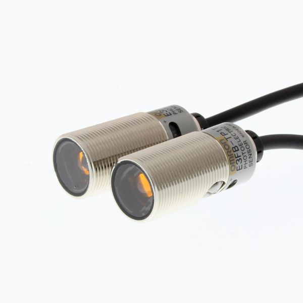 Photoelectric sensor, M18 threaded barrel, metal, red LED, through-bea image 3