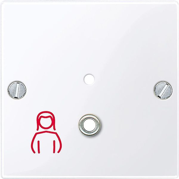 Central plate pull button, active white glossy, system M image 1