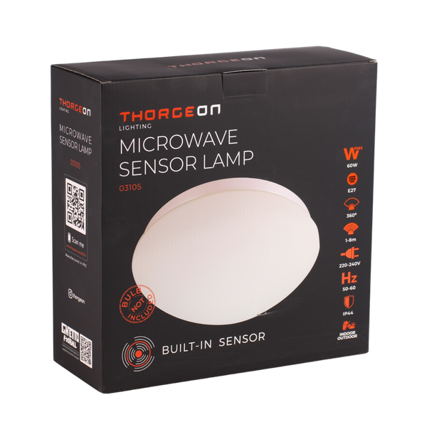 Microwave Sensor Lamp 60Wmax E27 1-8m IP44 THORGEON image 1