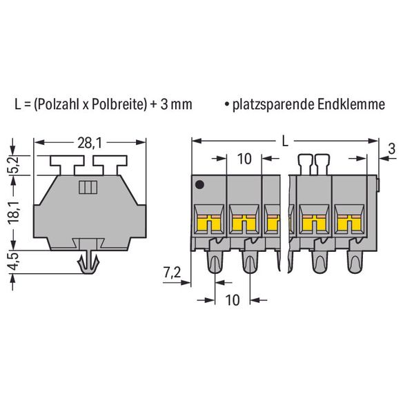 4-conductor terminal strip on both sides with push-buttons with snap-i image 1