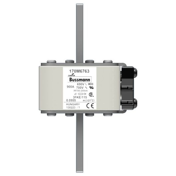 Fuse-link, high speed, 900 A, AC 690 V, size 3, 76 x 92 x 139 mm, aR, IEC, UL, single indicator image 1