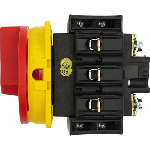 Main switch, P3, 63 A, flush mounting, 3 pole, 2 N/O, 2 N/C, Emergency switching off function, With red rotary handle and yellow locking ring image 33