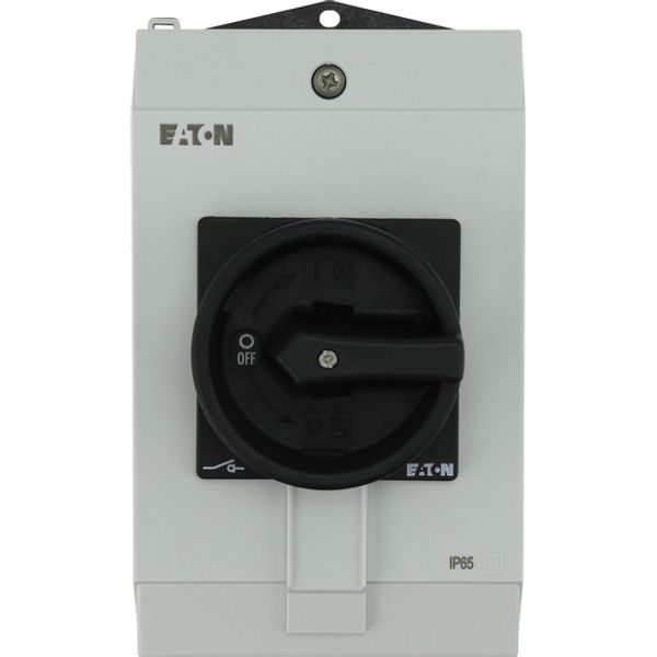 Main switch, P1, 40 A, surface mounting, 3 pole + N, STOP function, With black rotary handle and locking ring, Lockable in the 0 (Off) position image 1