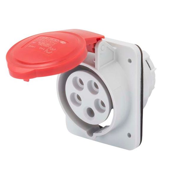 10° ANGLED FLUSH-MOUNTING SOCKET-OUTLET HP - IP44/IP54 - 3P+E 16A 380V/440V 50HZ/60HZ - RED - 3H - SCREW WIRING image 2