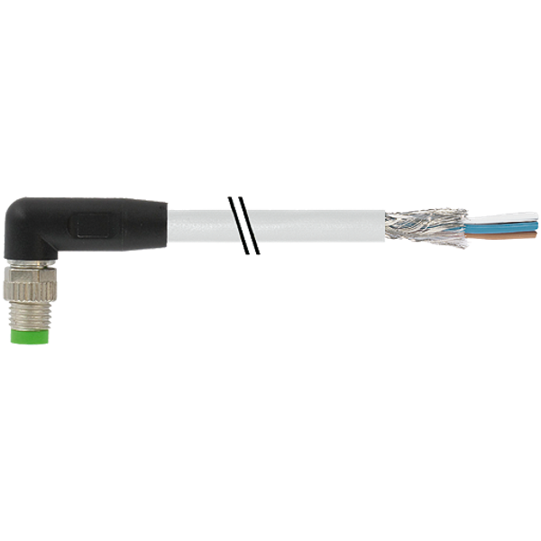 M8 male 90° A-cod. with cable PUR 4x0.34 shielded gy+drag-ch 15m image 1