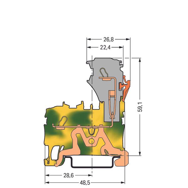 1-conductor/1-pin ground carrier terminal block image 3