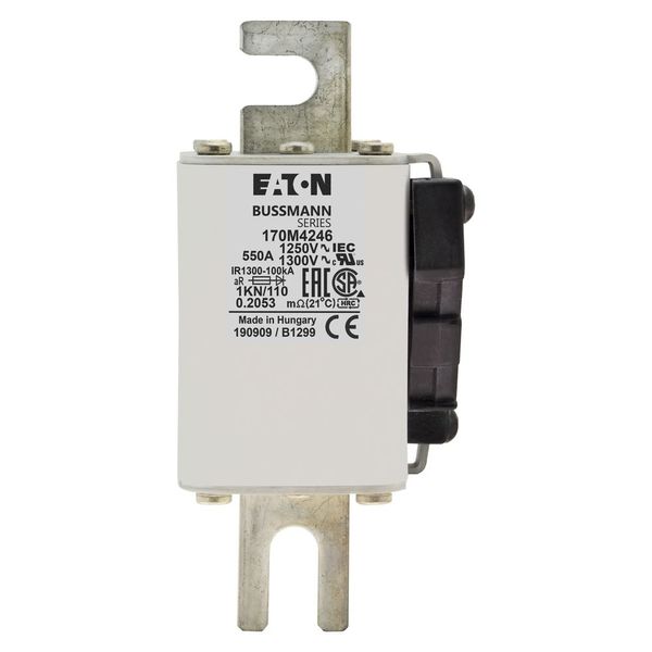 Fuse-link, high speed, 550 A, AC 1250 V, size 1, 53 x 69 x 138 mm, aR, DIN, IEC, single indicator image 9