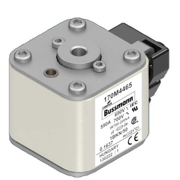 Fuse-link, high speed, 550 A, AC 690 V, size 1, 53 x 69 x 51 mm, aR, IEC, UL, type K indicator, flush end, M8 image 2