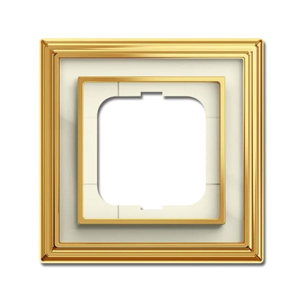 1721-838-500 Cover Frame Busch-dynasty® polished brass ivory white image 1