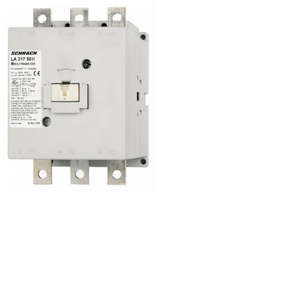 Contactor, 90kW, 175A AC3, 250A AC1, 3-pole, 230VAC/DC image 1