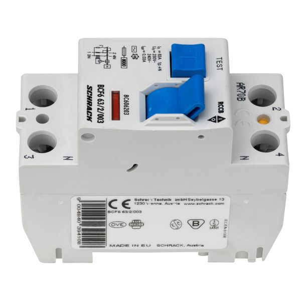 Residual current circuit breaker 63A, 2-p, 30mA,type AC, 6kA image 7