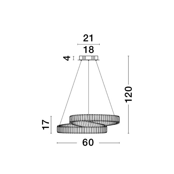 Triac Dimmable Gold Metal & Crystal   LED 50W 230 Volt   4070Lm 3500K  IP20 Class I   D: 60 H: 120 cm Adjustable  Height image 1