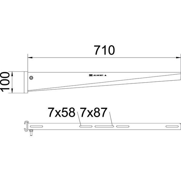AS 30 71 FT Support bracket for IS 8 support B710mm image 2
