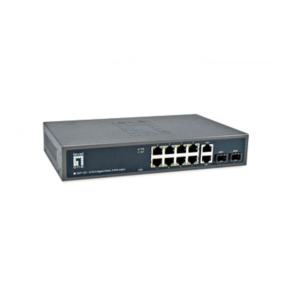 Switch 8xRJ45 10/100/1000 (PoE+) + 2xSFP 1000, 19", 150W image 1