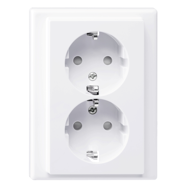 SCHUKO double socket-outlet, shuttered, screwless term., active white, M-Smart image 4