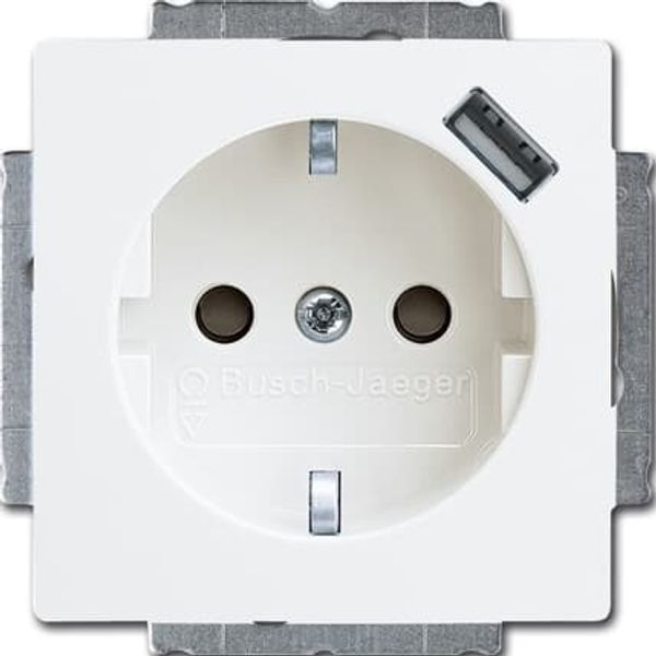 20 EUCBUSB-94-507 Cover Plates (partly incl. Insert) Protective Contact (SCHUKO) with USB A alpine white - Basic55 image 1