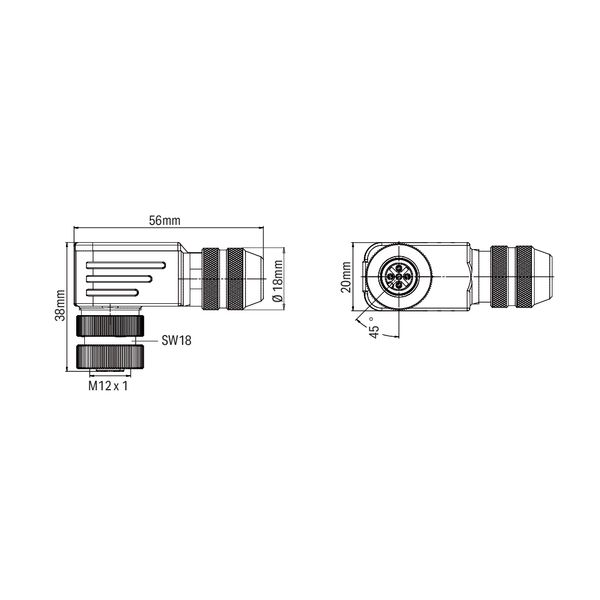 Fitted pluggable connector 8-pole M12 socket, right angle image 5