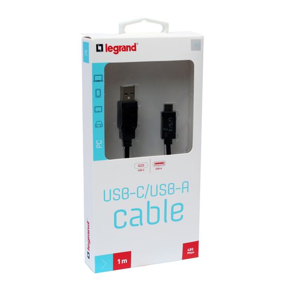 USB 2.0 cord Type-C male to Type-A male 1 meter image 1