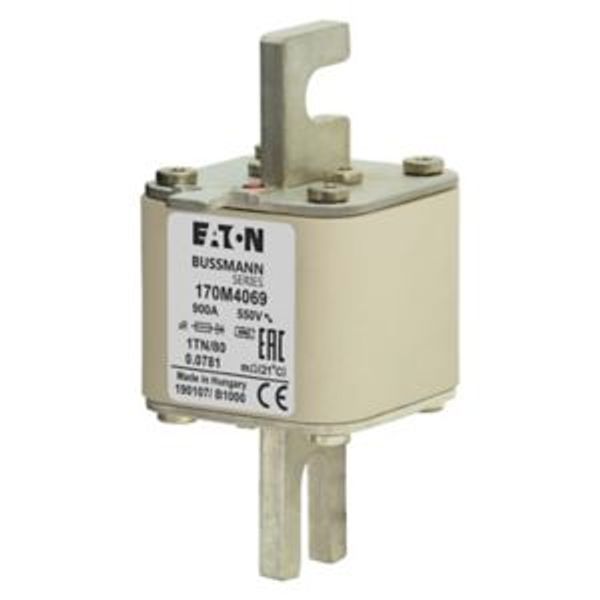 Fuse-link, high speed, 900 A, AC 550 V, DIN 1, 53 x 66 x 108 mm, aR, DIN, IEC, single indicator image 3