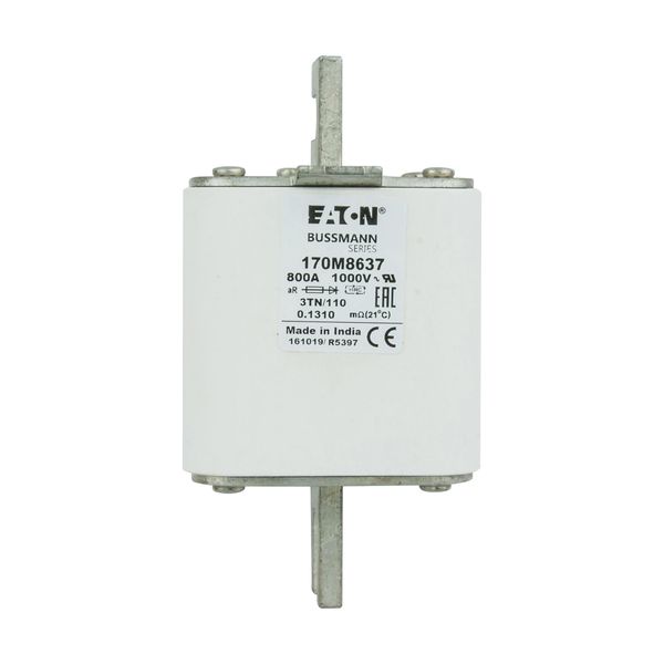 Fuse-link, high speed, 800 A, AC 1000 V, DIN 3, 74 x 90 x 139 mm, aR, DIN, IEC, single indicator image 14