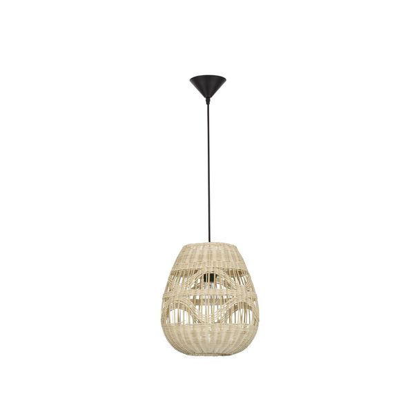 Natural Rattan  Black Fabric Wire & Base   LED E27 1x12 Watt 230 Volt   IP20 Bulb Excluded  D: 30 H  1: 35 H  2: 185 cm Adjustable height image 1