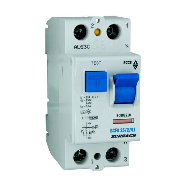 Residual current circuit breaker 25A, 2-pole, 100mA, type AC image 2