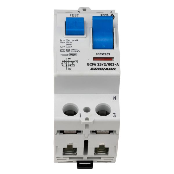 Residual current circuit breaker 25A, 2-p, 30mA,type A,6kA image 3