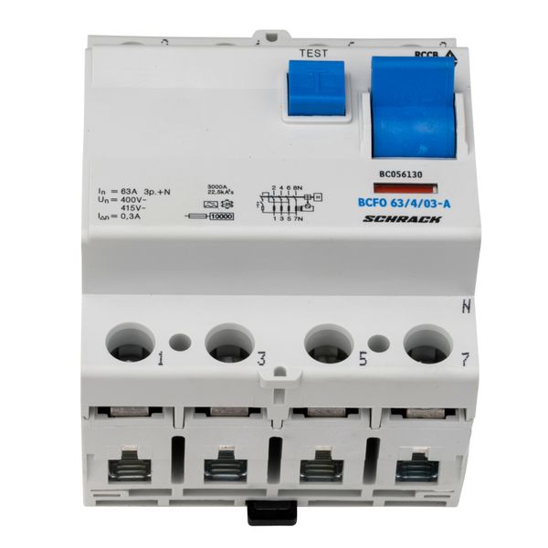 Residual current circuit breaker, 63A, 4-p, 300mA, type A image 2