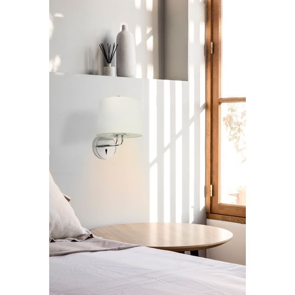 MONTREAL CHROME WALL LAMP WHITE LAMPSHADE image 2