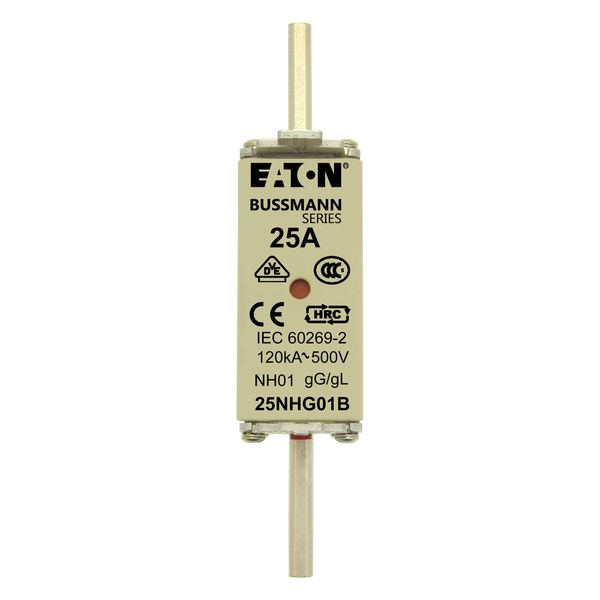 Fuse-link, LV, 25 A, AC 500 V, NH01, gL/gG, IEC, dual indicator, live gripping lugs image 8