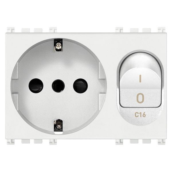 2P+E 16A P30 outlet +C16 CB white image 1