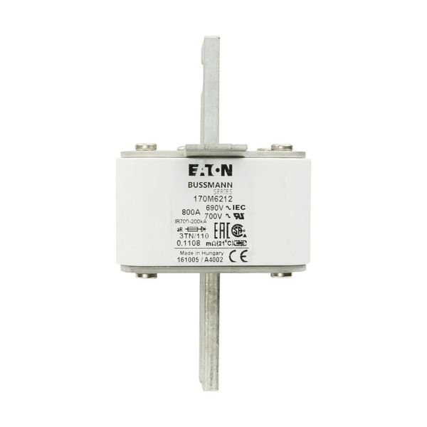 Fuse-link, high speed, 800 A, AC 690 V, DIN 3, 76 x 90 x 139 mm, aR, DIN, IEC, type T indicator image 13