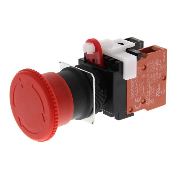 Emergency stop switch, non-illuminated, 40mm dia, push-lock/turn-reset image 3