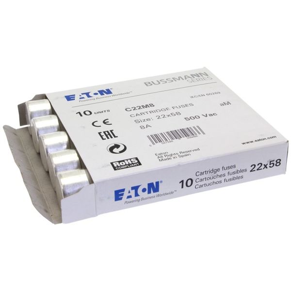 Fuse-link, LV, 8 A, AC 690 V, 22 x 58 mm, aM, IEC image 1